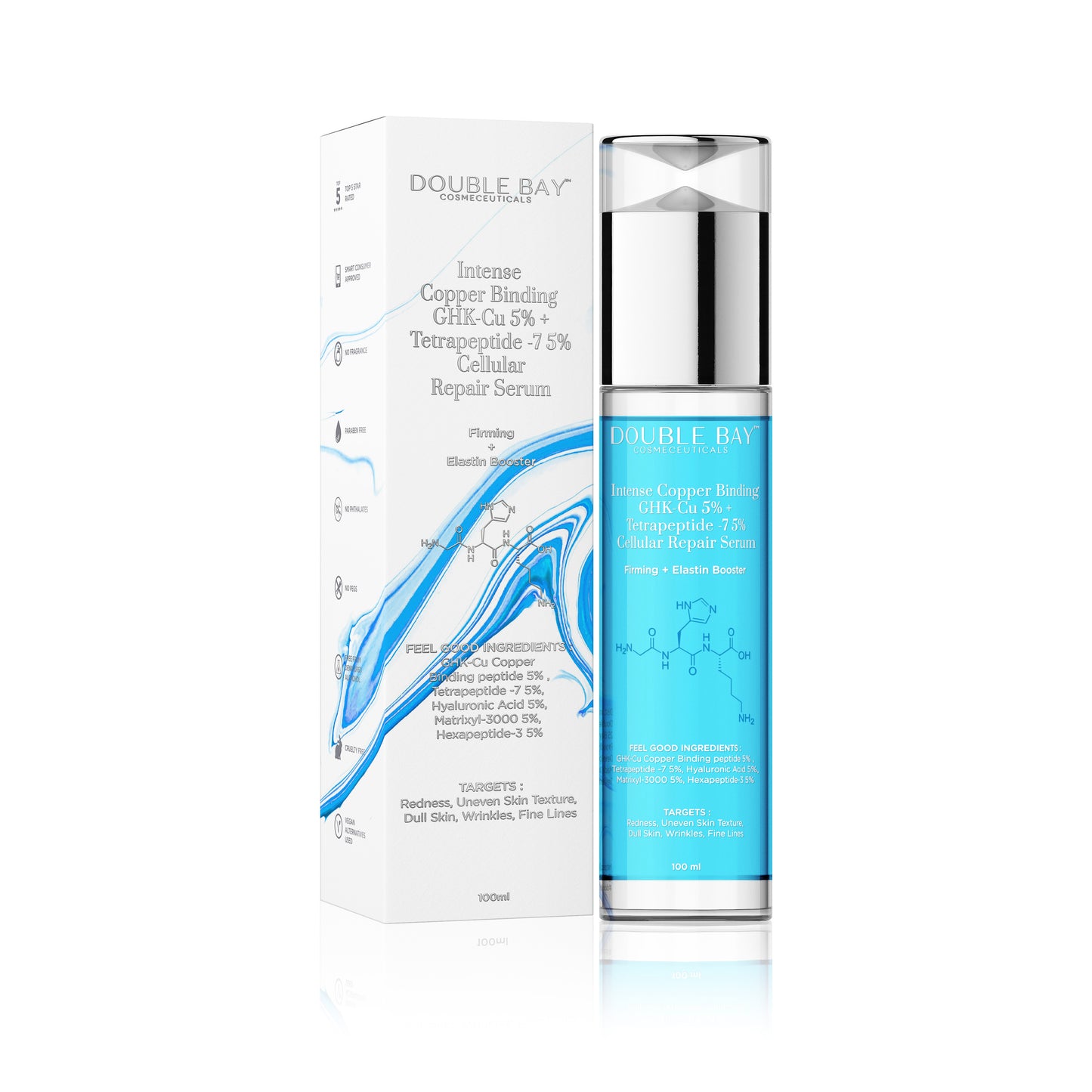 Intense Copper Binding GHK-Cu 5% + Tetrapeptide-7 5% Cellular Repair Serum 100ml