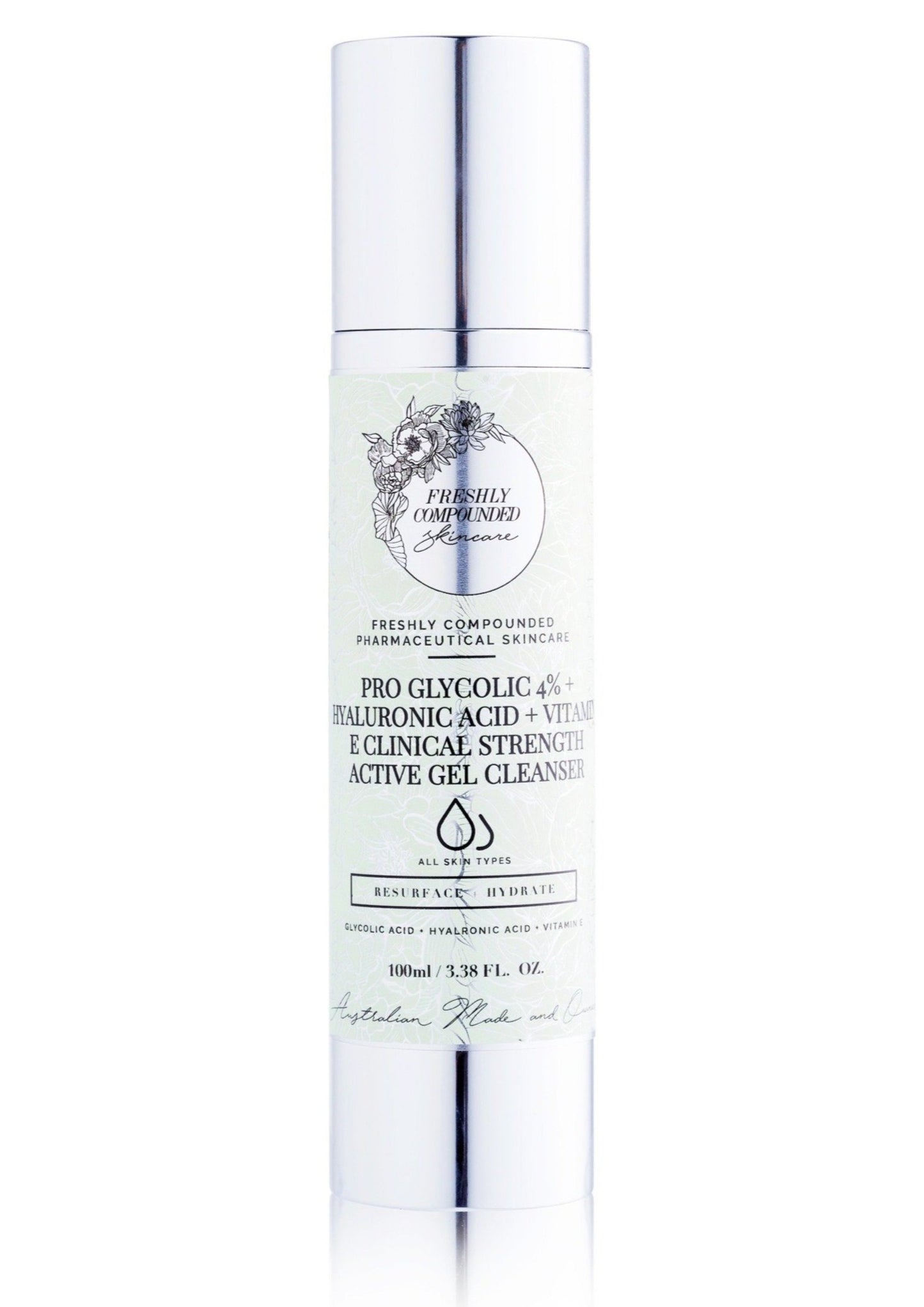 PRO Glycolic 4% + Hyaluronic Acid + Vitamin E Clinical Strength Active Gel Cleanser